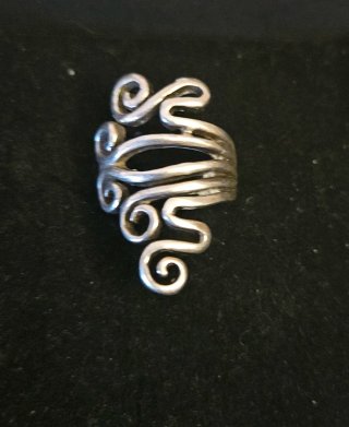 Anillo Plata Maciza Diseño formas onduladas