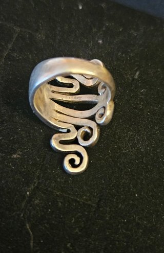 Anillo Plata Maciza Diseño formas onduladas
