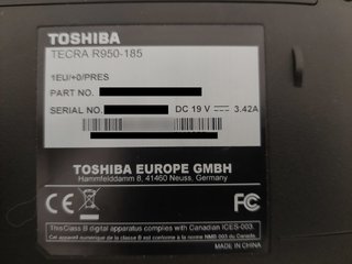 Portátil Toshiba Tecra 950-R185 Negro