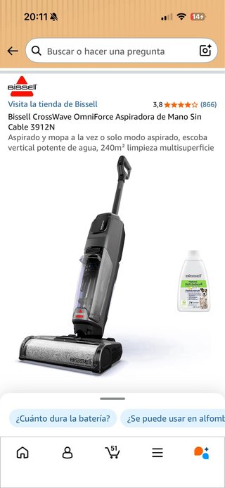 Aspiradora Bissell CrossWave OmniForce 3912N