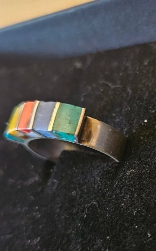 Anillo Plata 950 Incrustaciones Colores