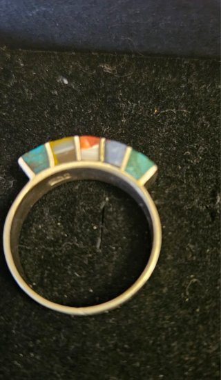 Anillo Plata 950 Incrustaciones Colores