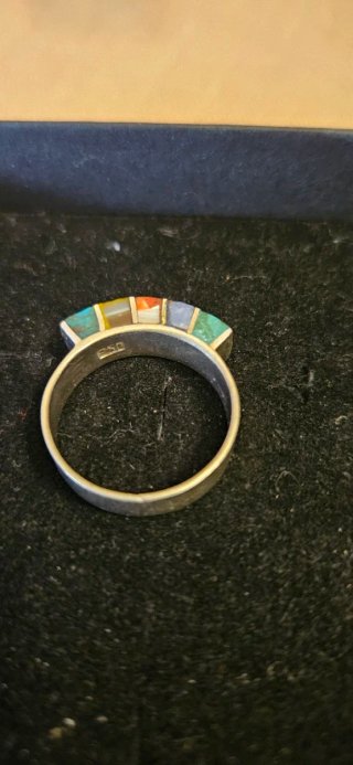 Anillo Plata 950 Incrustaciones Colores