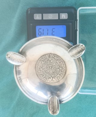 Cenicero Plata Ley 925 Diseño Azteca