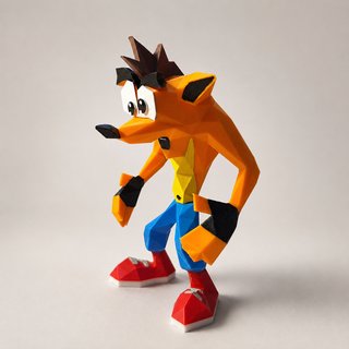 Figura Crash Bandicoot retro low poly com caixas