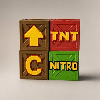 Figura Crash Bandicoot retro low poly com caixas