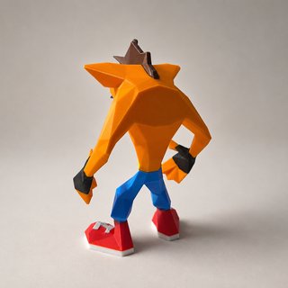 Figura Crash Bandicoot retro low poly com caixas