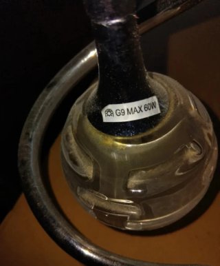 Lámpara de techo y mesita metal/cristal
