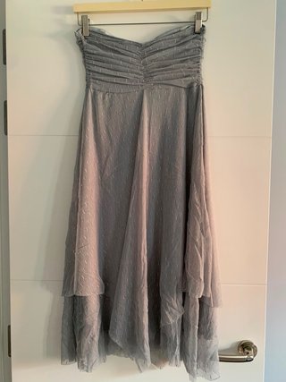 Vestido largo gris drapeado talla única