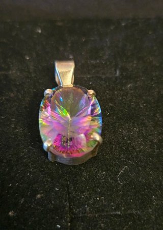 Colgante Plata Cuarzo Místico Ovalado