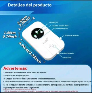 Router WiFi Móvil 4G/5G Pro 300 Mbps