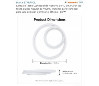Lámpara Techo LED Redonda Moderna 40cm