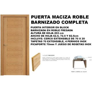 PUERTA MACIZA BARNIZADA ROBLE FRESADA