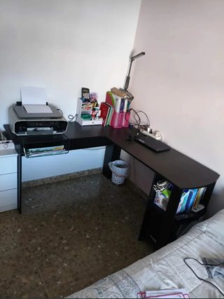 Escritorio esquinero madera negro