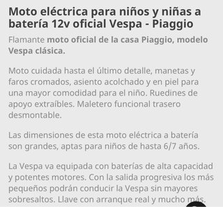 Vespa Niña 6-7 Años Rosa