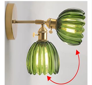 Lámpara de pared cristal verde y dorado