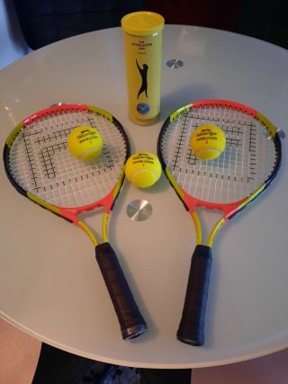 2 Raquetas Tenis Fila + Tubo Pelotas Wimbledon
