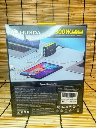 Cargador HUNDA 300W Turbo 5 Puertos GaN PD