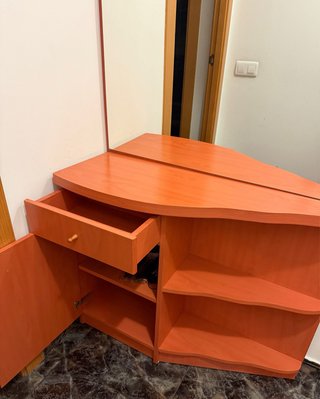 Consola recibidor madera y cristal