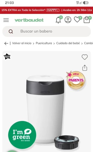 Contenedor de pañales blanco y negro