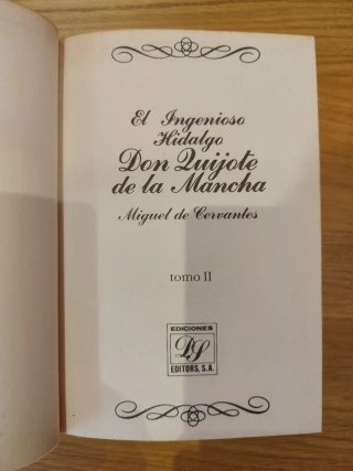 Tomo II de "El Ingenioso Hidalgo Don Quijote..."