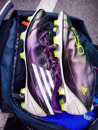 Zapatillas de fútbol Adidas F50 Morado/Blanco
