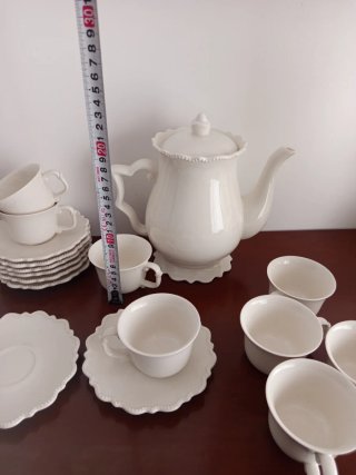 Tetera y Tazas Zara Home Porcelana Blanca