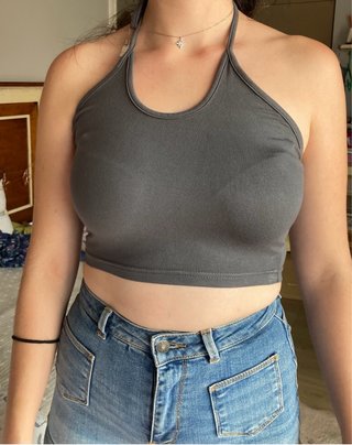 Top crop halter gris
