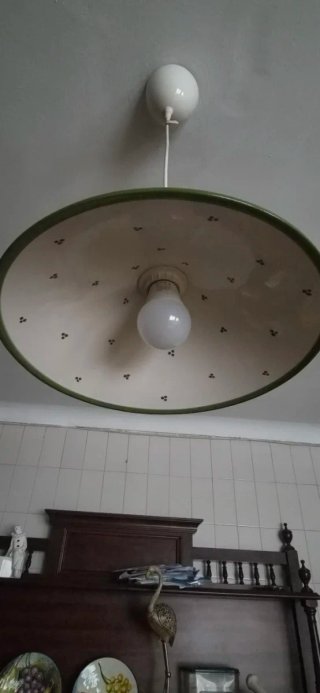 Lámpara colgante cerámica verde y blanca