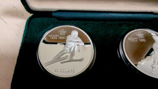 2 Monedas Plata 20$ Canadá Calgary 1988 JJOO