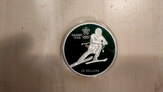 2 Monedas Plata 20$ Canadá Calgary 1988 JJOO