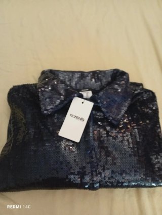 Camicia Tezenis paillettes blu taglia M/L