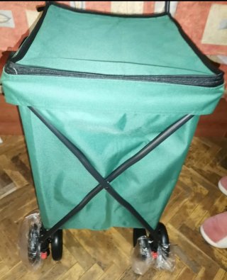 Carro de la compra plegable verde