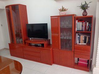 Mesa centro y mueble salón madera y horno regalo