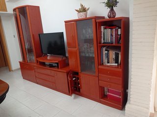 Mesa centro y mueble salón madera y horno regalo