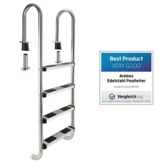 Escalera Piscina Arebos 4 Peldaños Acero Inoxidabl