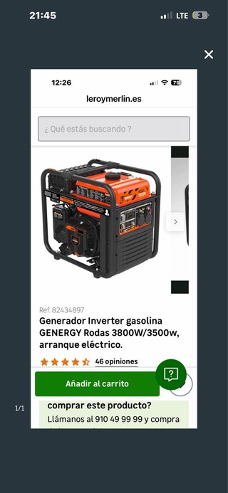 Generador Inverter GENERGY Rodas 3800W