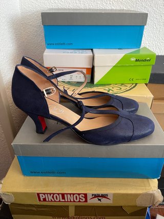 Zapatos salón piel tipo baile con sujeción pulsera