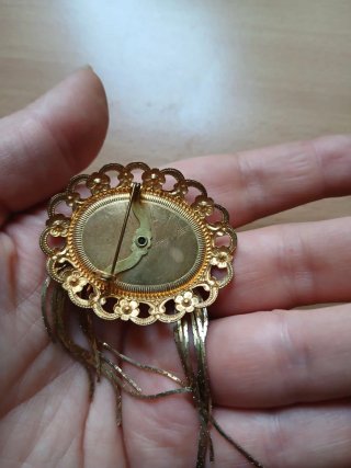 Spilla vintage uccellini oro e verde