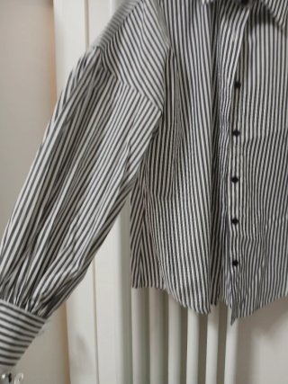 Camicia donna oversize righe bianche e grigie