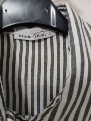 Camicia donna oversize righe bianche e grigie
