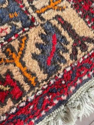 Tappeto persiano lana rosso blu seta Nain 215x130