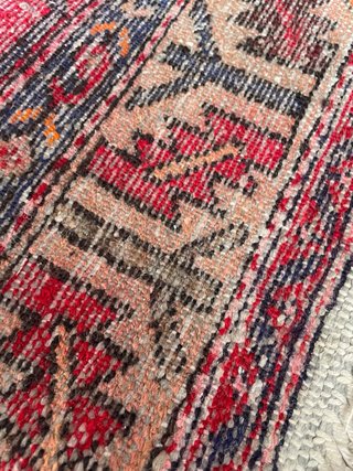 Tappeto persiano lana rosso blu seta Nain 215x130