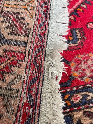 Tappeto persiano lana rosso blu seta Nain 215x130