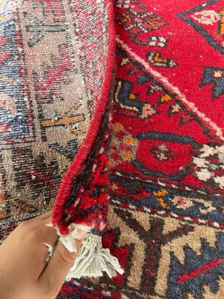 Tappeto persiano lana rosso blu seta Nain 215x130