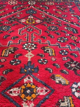 Tappeto persiano lana rosso blu seta Nain 215x130