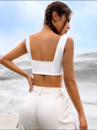 Crop top blanco tirante ancho ♡  SHEIN * talla L
