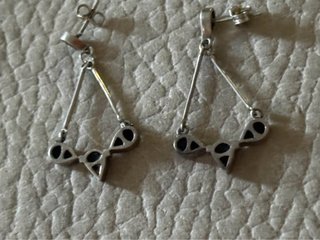Orecchini vintage argento onice