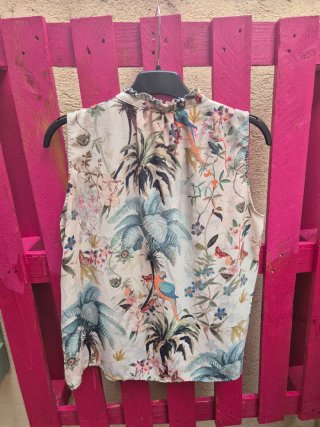 Blusa Tirantes Mujer Flores 42 Boho Cuello Volante