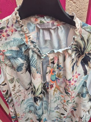 Blusa Tirantes Mujer Flores 42 Boho Cuello Volante